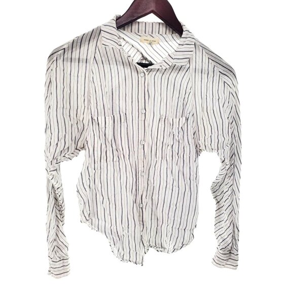 Silence + Noise Sm Charlie Striped Button-Down Shirt Lightweight Oversized Sheer - Picture 12 of 15